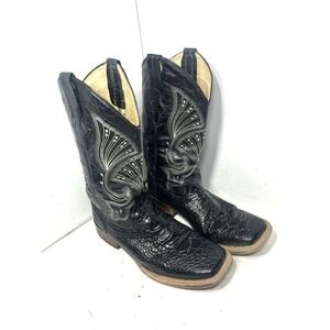 Ferrini Men's Western Black Square Toe Leather Boots Sz 8.5 D